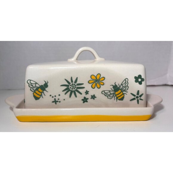 Stick Butter Dish Bee Flower EMMA'S by CW Hand Painting Dutch Wax Singer - Picture 4 of 8